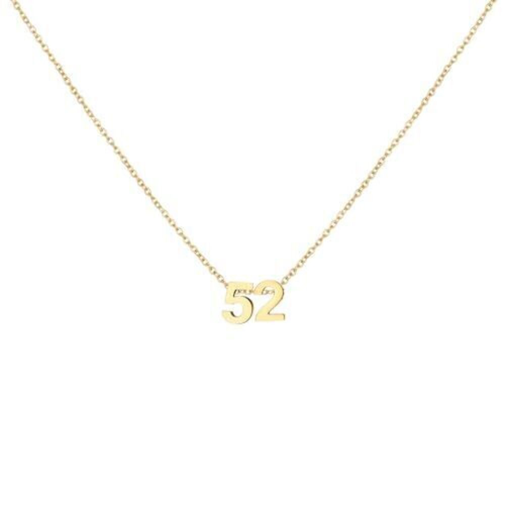 7073 18K Gold Plated Number 52 Necklace Dainty Pendant Chain Necklace